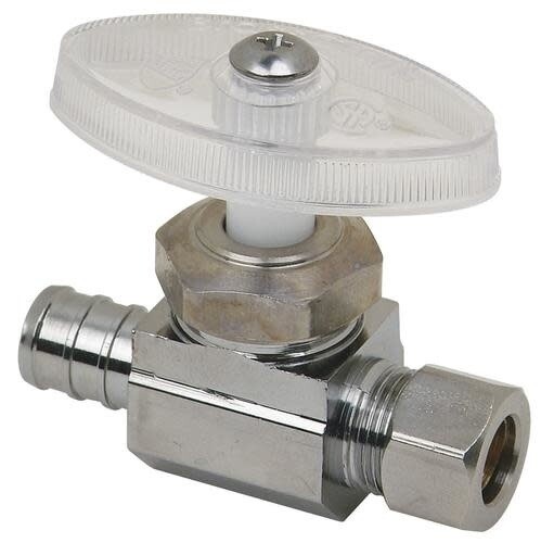 BrassCraft® 1/2&quot; PEX Crimp x 3/8&quot; OD Compression Stop Multi-Turn Straight Valve