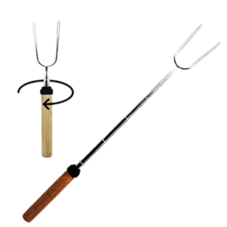 Rotating Extendable Camping Fork With Wood Handle (2222575) Discontinued