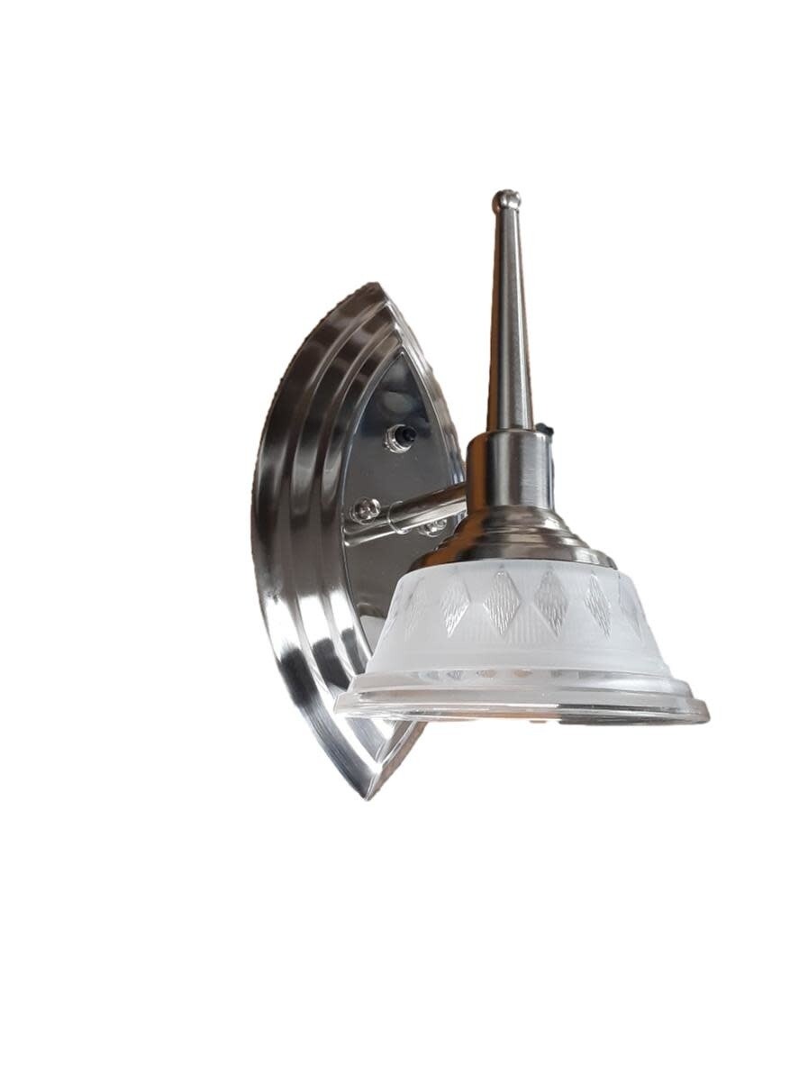 Indoor RV Wall Sconce White Glass Satin Nickle Base