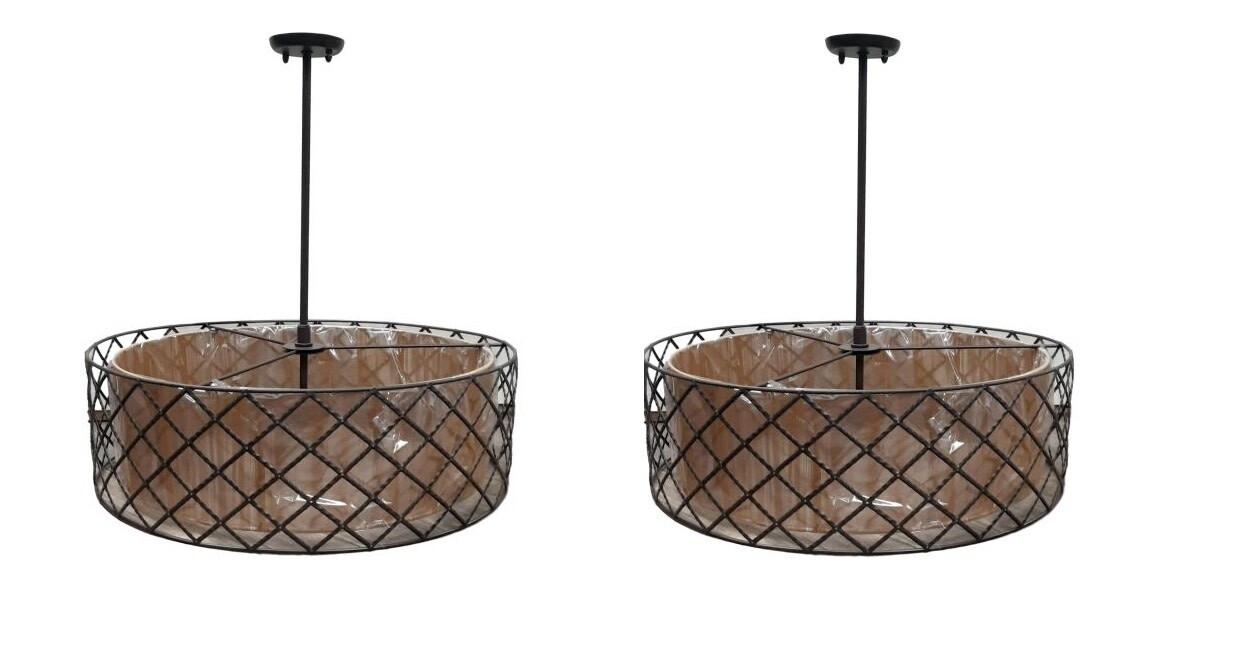 2 Pack of Brown Lattice Pendant Ceiling Light