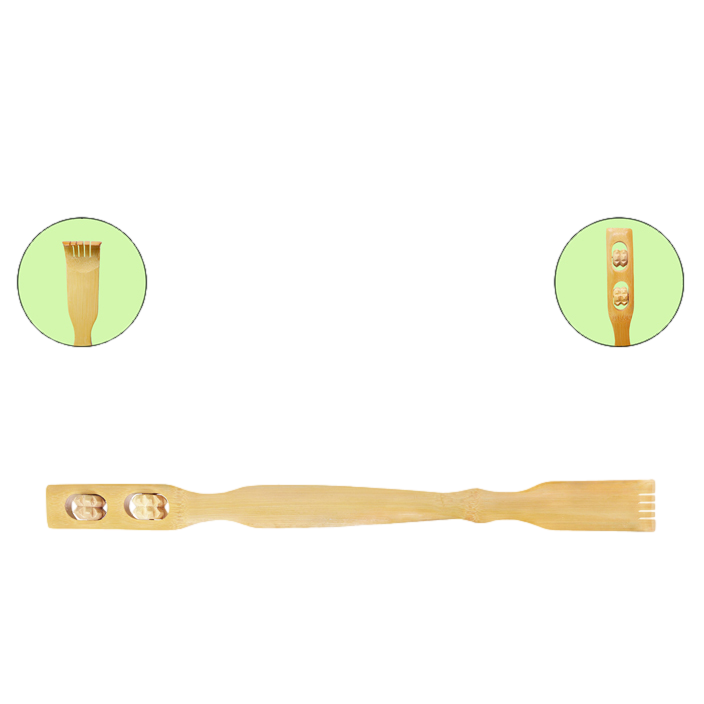 Bamboo Back Scratcher With Massaging Rollers