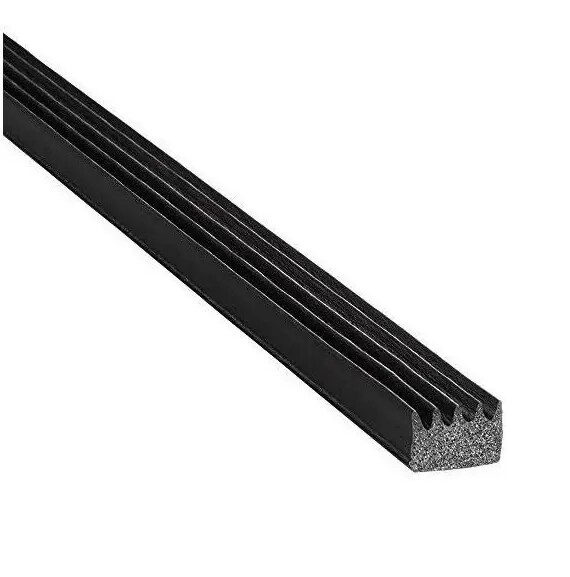 Rectangle Rubber Seal Ribbed Solid .375&quot;W x .188&quot;H w/Adhesive (By the Foot) LP113