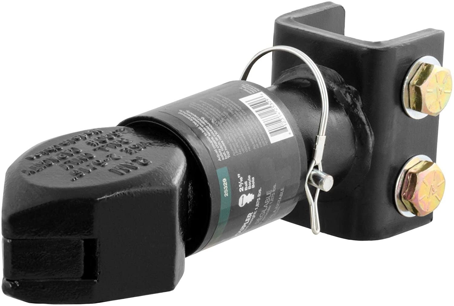 2-5/16&quot; Curt Channel Mount ( Adjustable ) Sleeve Lock Coupler 12000# Capacity Solid Shank Black Finish (5431705)
