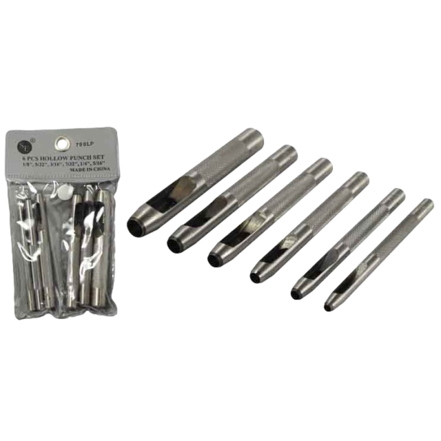 6pc Leather Hollow Punch (1/8&quot;-5/16&quot;)