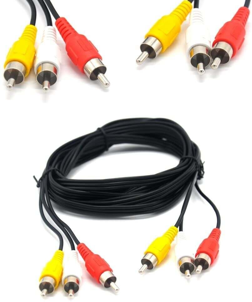 5.0M Audio/Video Composite Cable DVD/VCR/SAT Yellow/White/red connectors 3 Male to 3 Male