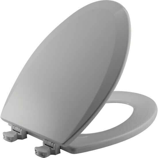 Bemis Elongated Enameled Wood Toilet Seat Silver