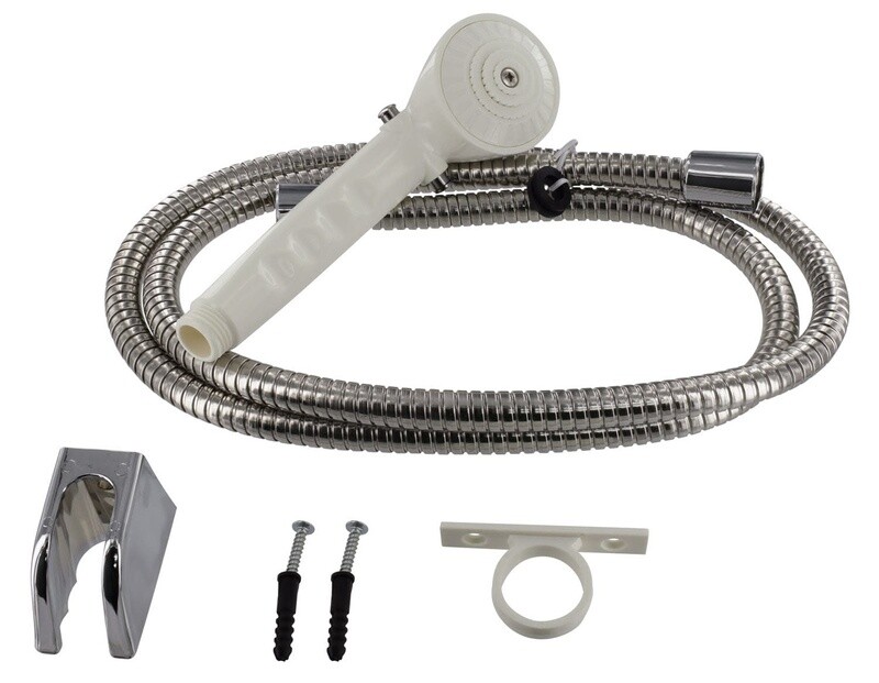Phoenix PF276028 Handheld Shower Head With Trickle Shut Off &amp; 60&quot; Hose - White and Chrome