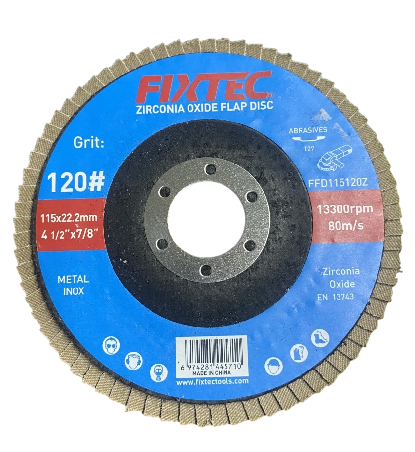 High Quality Zirconia Oxide Abrasive Flap Disc 4.5&quot; P120 Grinding Wheel Disc for Grinding Weld (FFD115120Z)