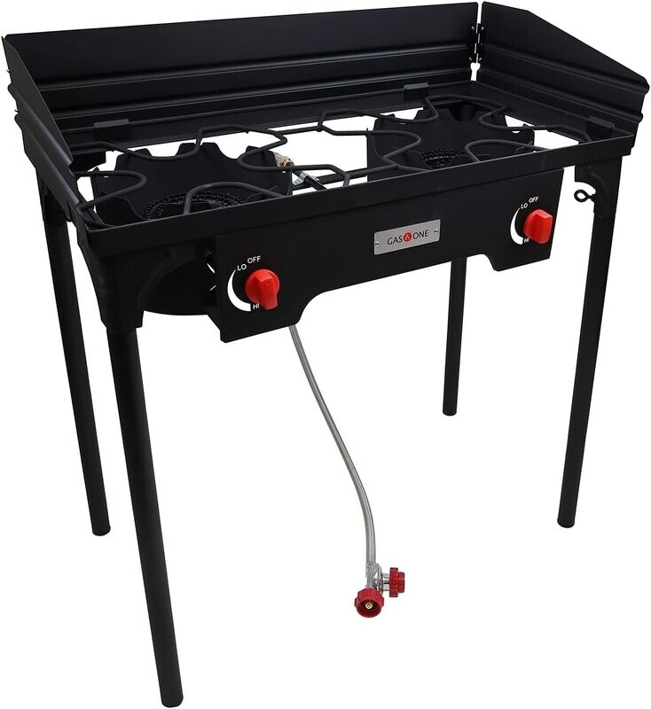 Propane Double Burner Auto Ignition Metal Frame W/Cast Iron Burner (B-4900)