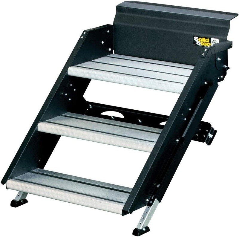 Solid Step Triple Step for RV and Travel Trailer Entry Doorway Black 30&quot; (791573) *Surplus*