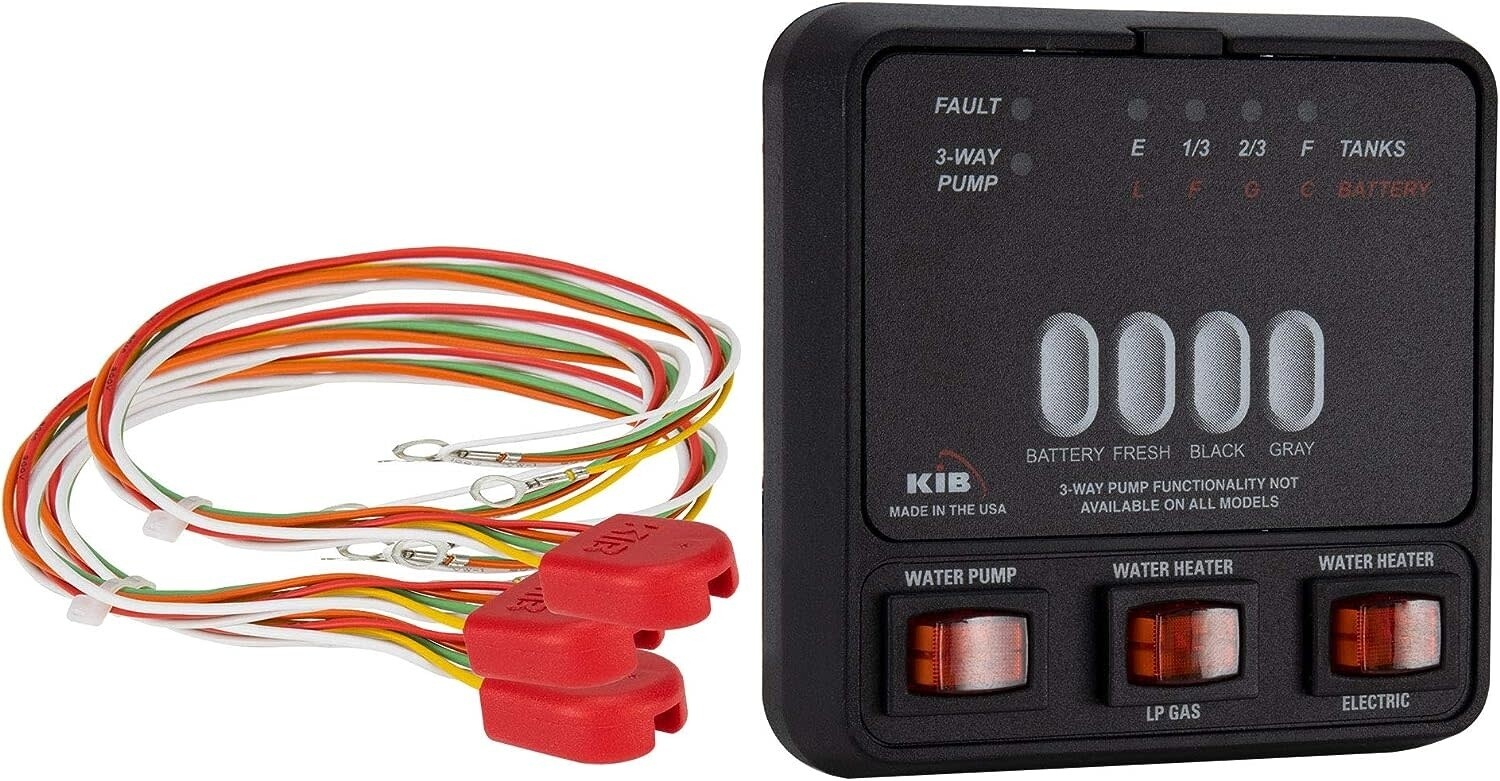 RV KIB Tank Sensor Monitor Panel M23 Black w/ 3 Sensor Probe Harness - Kit