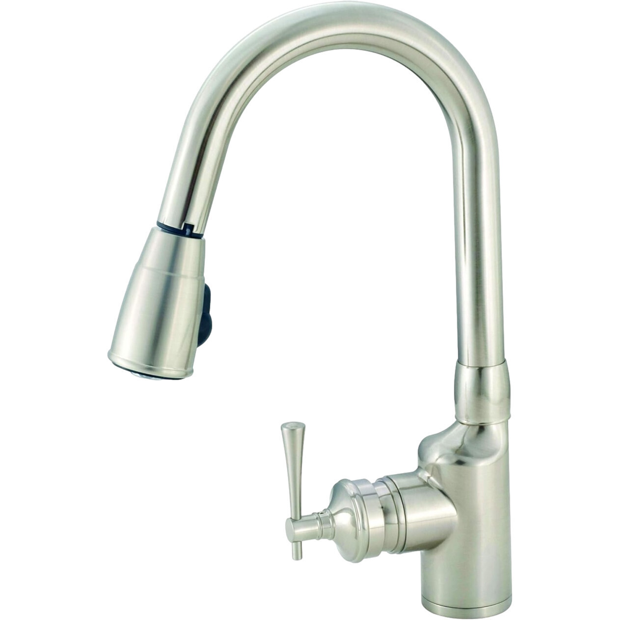 8" Single Lever Kitchen Faucet W/Gooseneck Pull Down Spout Brushed Nickel (SL2000N)