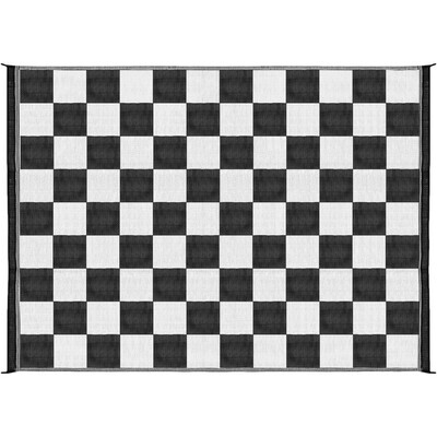 Outdoor Mat 9&#39; x 12&#39; - Checkered, Black / White (42827)