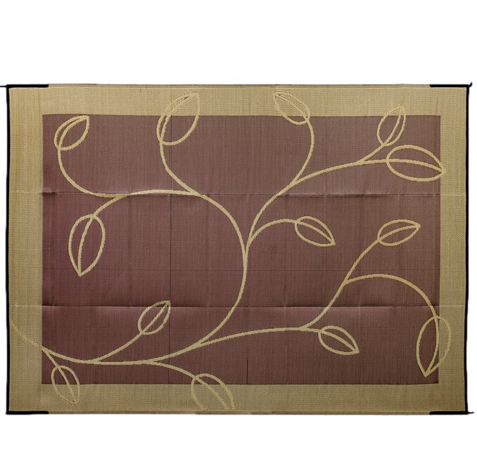 Outdoor Mat 9&#39; x 12&#39; - Leaf, Brown / Tan Bilingual (42855)