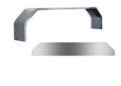 Diamond Plate Steel Double Angle Fender 72&quot;L x 10&quot;W x 15.5&quot;H 14 Gauge w/Fender Back - Kit