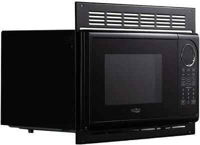 High Point EM925ACW-B RV Black w/Chrome Microwave Oven with Turn Table 1.0CF W/Trim Kit