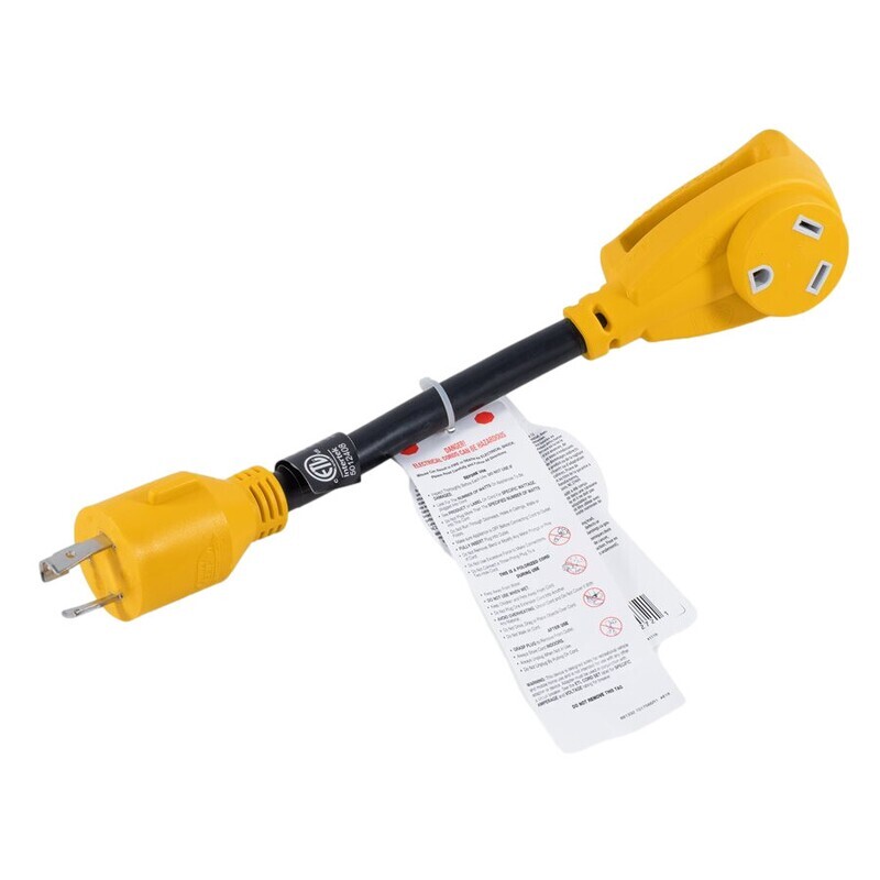 (55272) 30Amp Power Grip 12" Generator Adapter - 3Prong-M / 90F 125V / 3750W