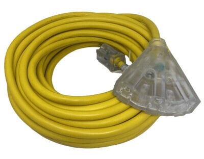 (06-PT661250T) Outdoor Triple Tap Extension Cord with Indicator Light 50&#39; 12/3 AWG