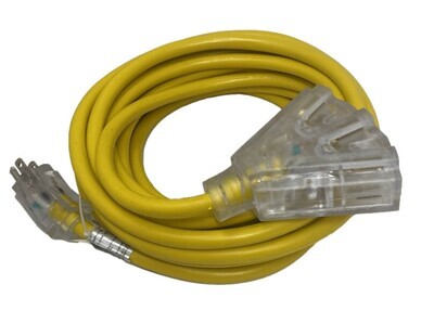 (06-PT661225T) Outdoor Triple Tap Extension Cord with Indicator Light 25&#39; 12/3 AWG