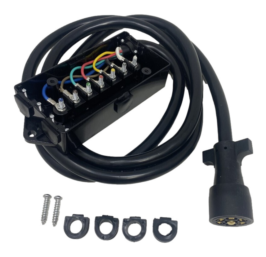 (TC7-8WT1) 7 Way Trailer Cord (Bargman) w/Junction Wire Box 8ft