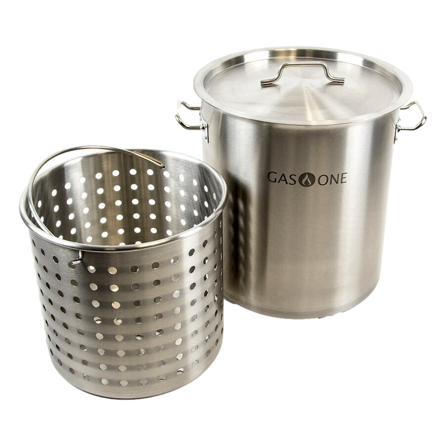 Stainless Steel Turkey Frying Pot w/Steamer Basket 32 QT/ 8 Gal (TP-32)