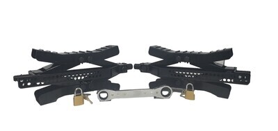 Metal Wheel Chock 2 Pack Black, with a Wrench &amp; Padlocks ( 10732-B2 )