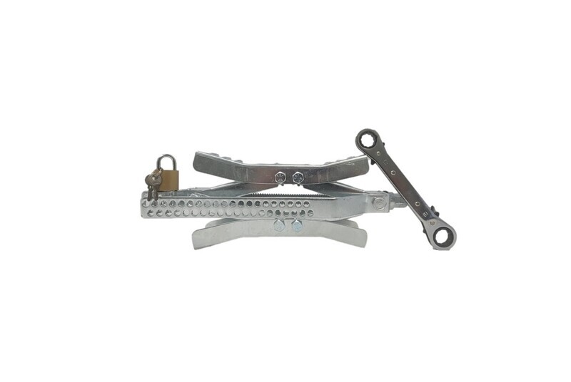 Rugged Trail Products Metal Wheel Chock 1 Pack Silver with Wrench &amp; Padlock ( 17032-S1)