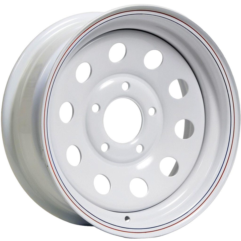 Steel Wheel 15&quot; x 5&quot; 5-4.5 Mod White | with Stripes