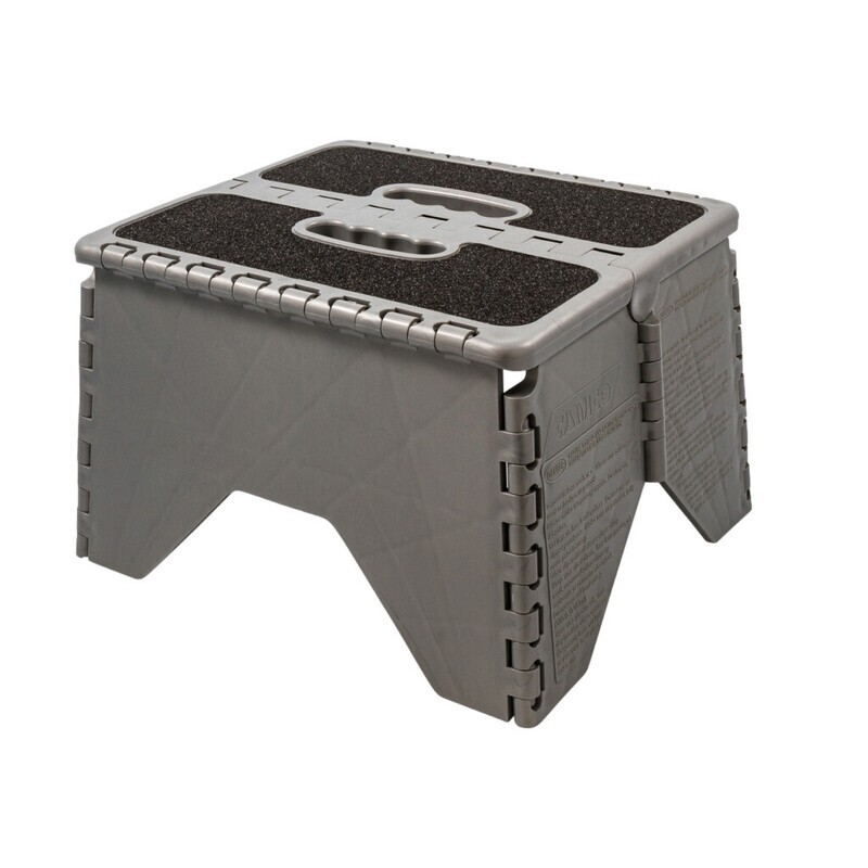 Foldable Silver Plastic Step Stool with Non-Skid Surface (E/F) (43635)