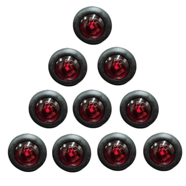 10-Pack 3/4&quot; Mini LED Trailer Lights - (Red)