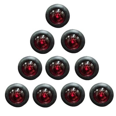 10-Pack 3/4&quot; Mini LED Trailer Lights - (Red)