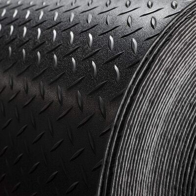 Rugged Trail Diamond Plate Rubber Flooring | 8'2" Wide | Black | Ideal for RVs, Trailers, Garages, Gyms, and Toy Haulers (100' (Ships LTL Freight))