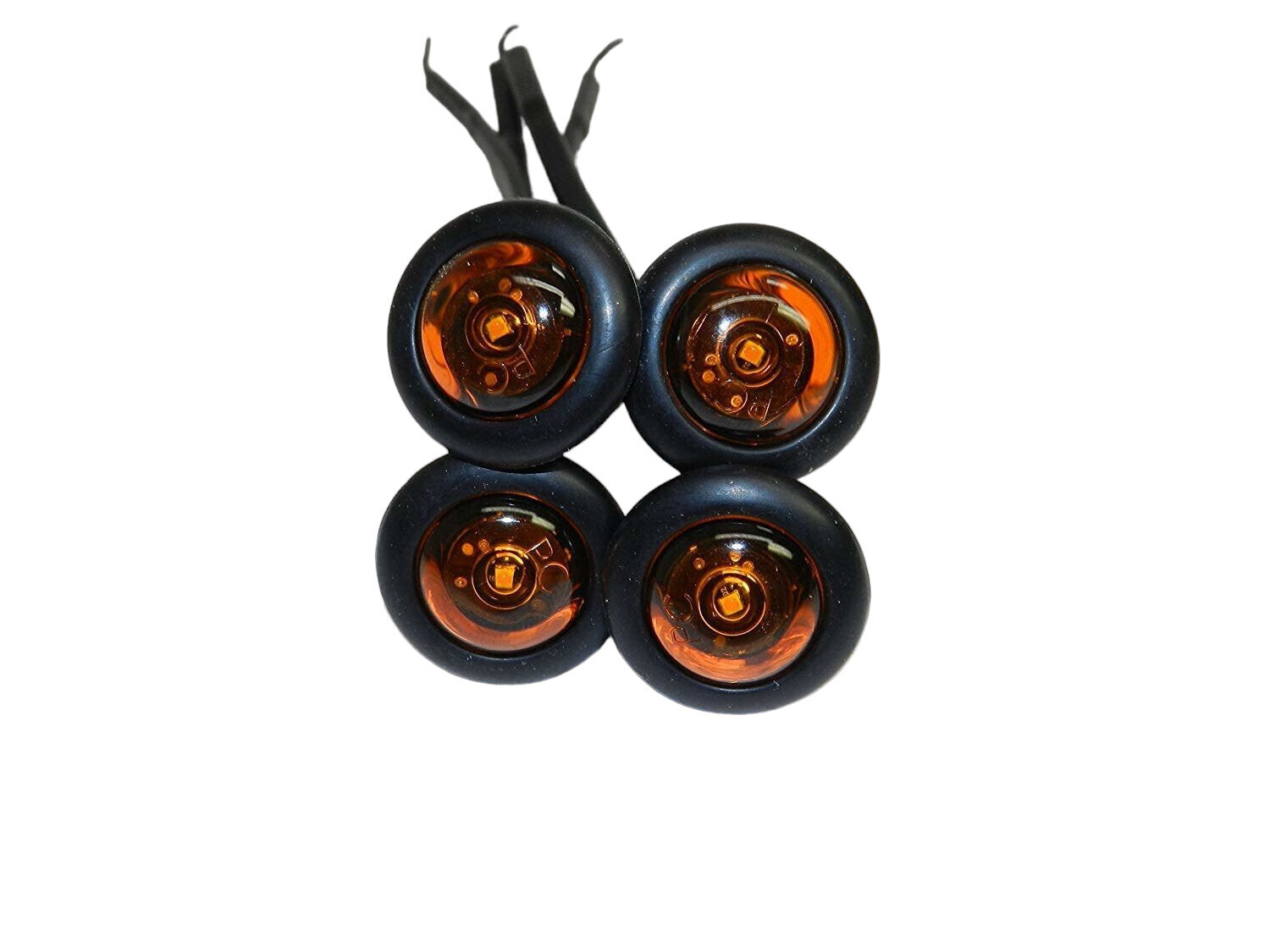 (4) USA Made 3/4&quot; Amber LED Clearance Marker Bullet Grommet Lights
