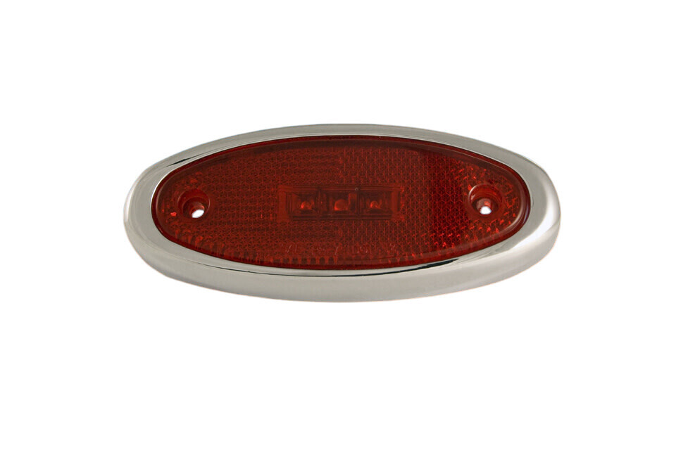 Clearance 4&quot; Oval LED Reflex/Chrome Red