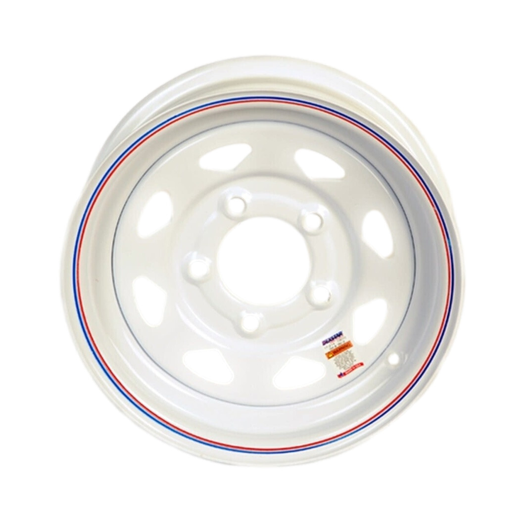 Scratch/Dent/Rust Steel Wheel  12&quot; 5-4.5 Spoke White | with Stripe