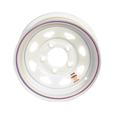 Scratch/Dent/Rust Steel Wheel  12" 5-4.5 Spoke White | with Stripe