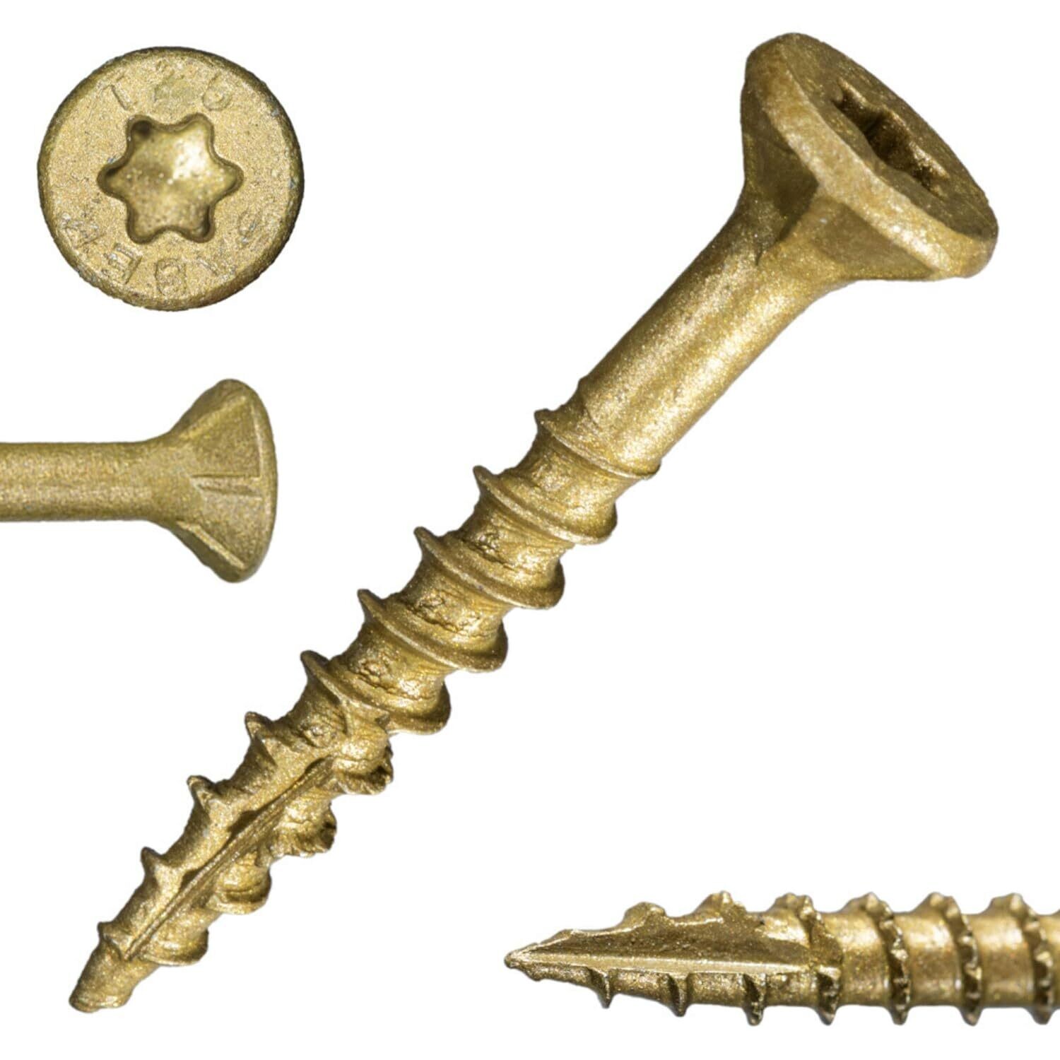 #9 x 1-1/2&quot; SaberDrive Tan XL1500 Coating Multi-Purpose Deck Screws 5 LB (Includes Star-Drive Bit) (50750)