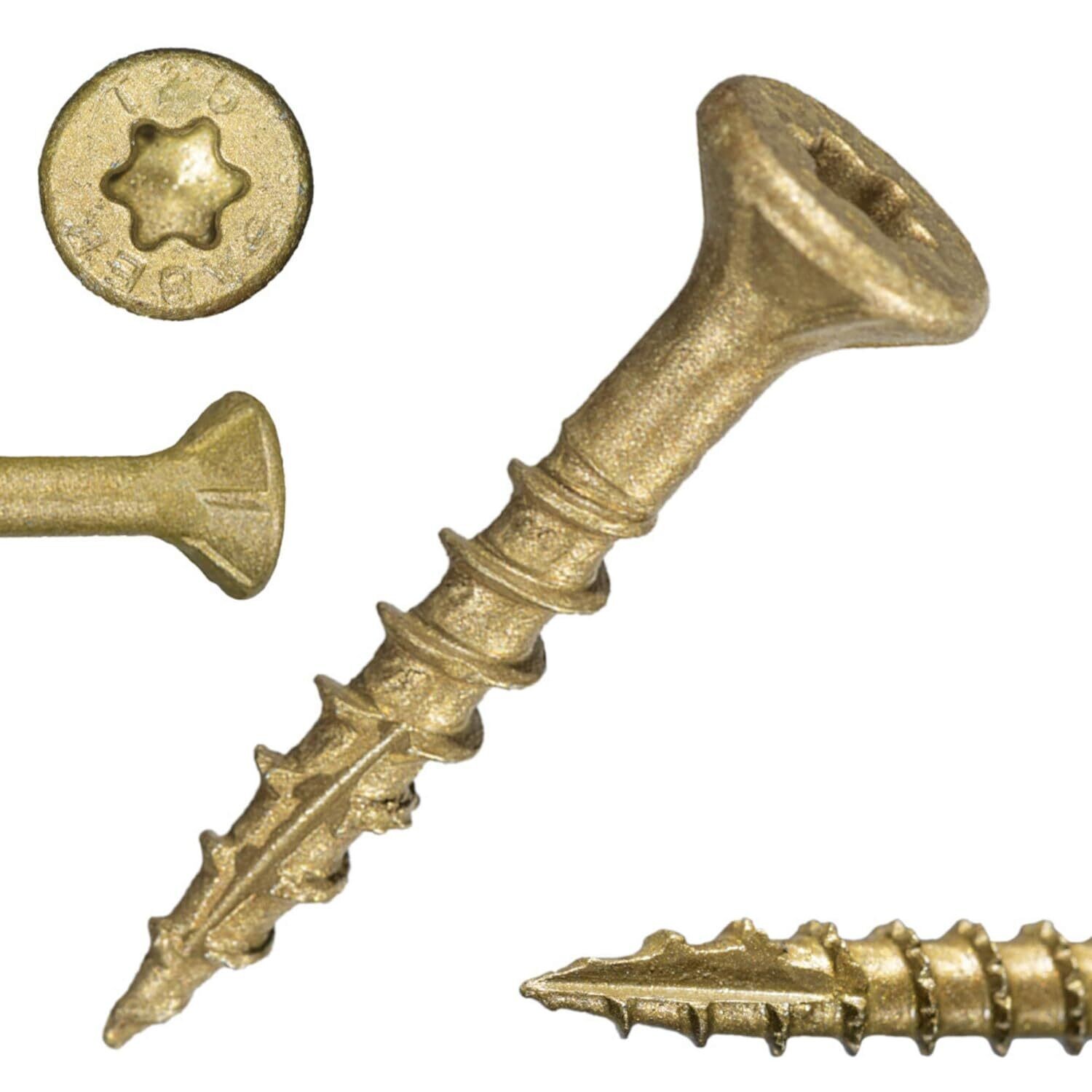 #9 x 1-1/4&quot; SaberDrive Tan XL1500 Coating Multi-Purpose Deck Screws 5 LB (Includes Star-Drive Bit) (50749)