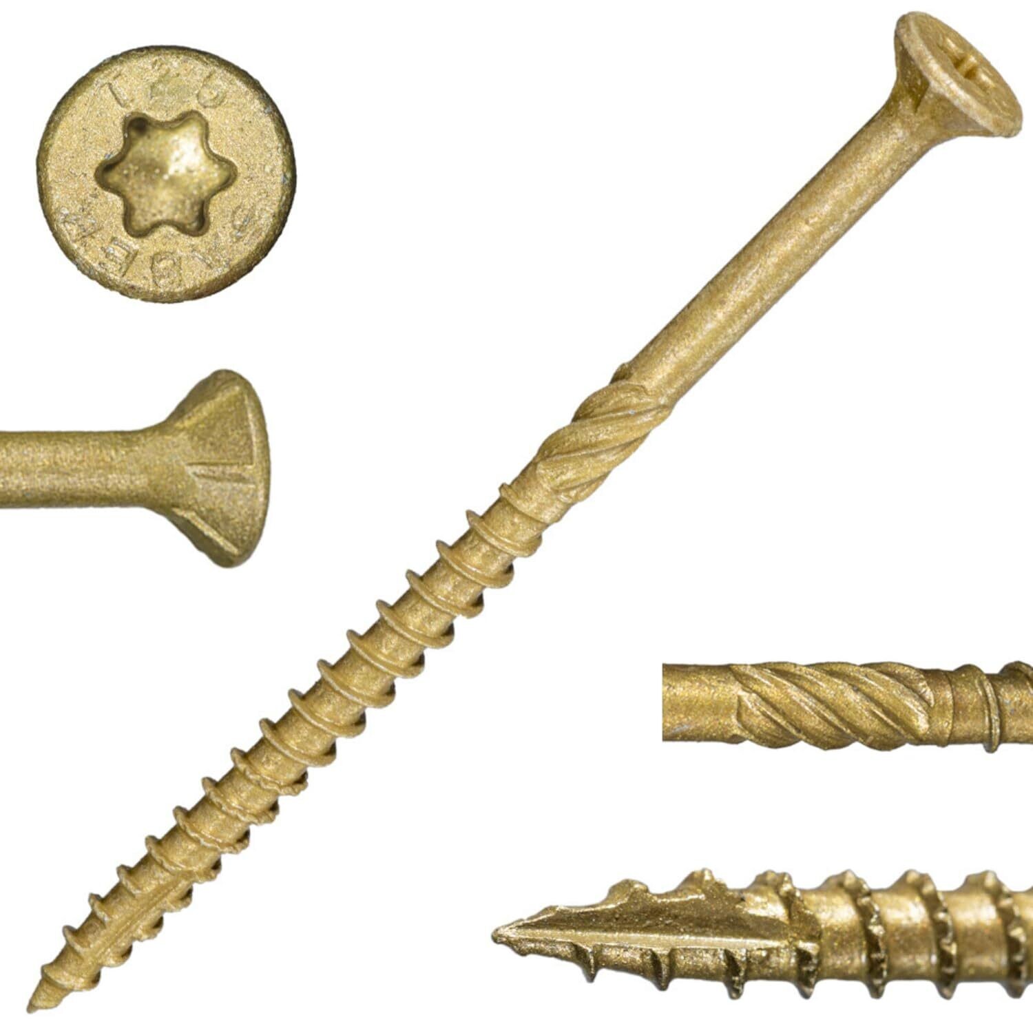#10 x 3-1/2&quot; SaberDrive Tan XL1500 Coating Multi-Purpose Deck Screws 5 LB (Includes Star-Drive Bit) (50756)