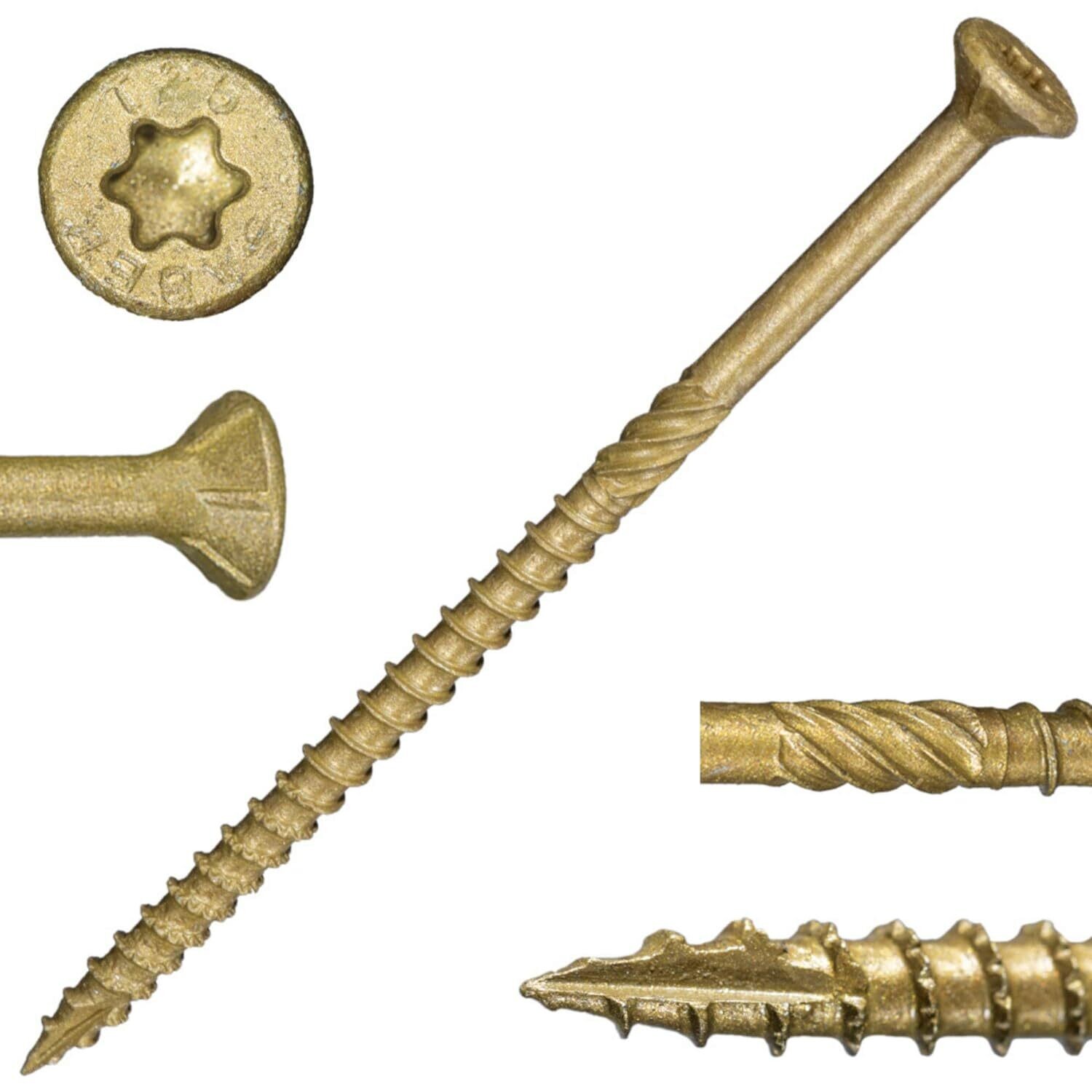#10 x 4&quot; SaberDrive Tan XL1500 Coating Multi-Purpose Deck Screws 1 LB (Includes Star-Drive Bit) (50748)