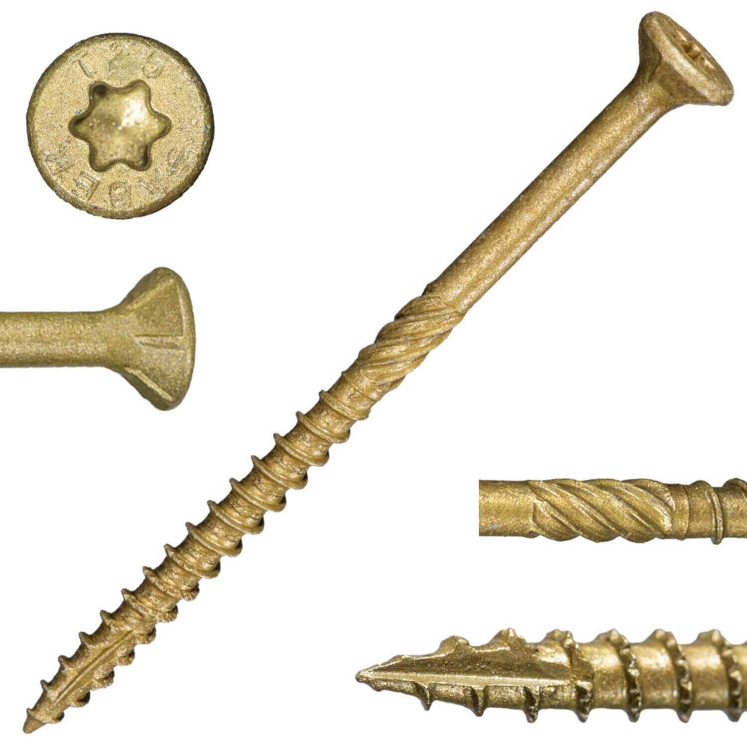#9 x 3&quot; SaberDrive Tan XL1500 Coating EXTERIOR Deck Screws 1 LB (Includes Star-Drive Bit) (50746)