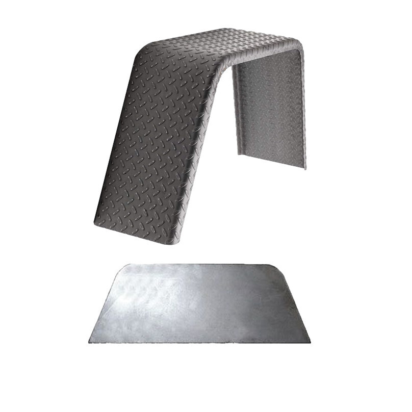 Diamond Plate Steel Flat Top Single Fender 28&quot;L x 8&quot;W x 10&quot;H 14 Gauge w/Fender Back - Kit