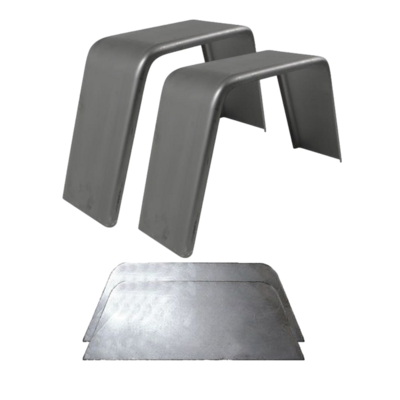2 Pack Smooth Steel Flat Top Fender 28&quot;L x 8&quot;W x 10&quot;H 16 Gauge w/Fender Backs - Kit
