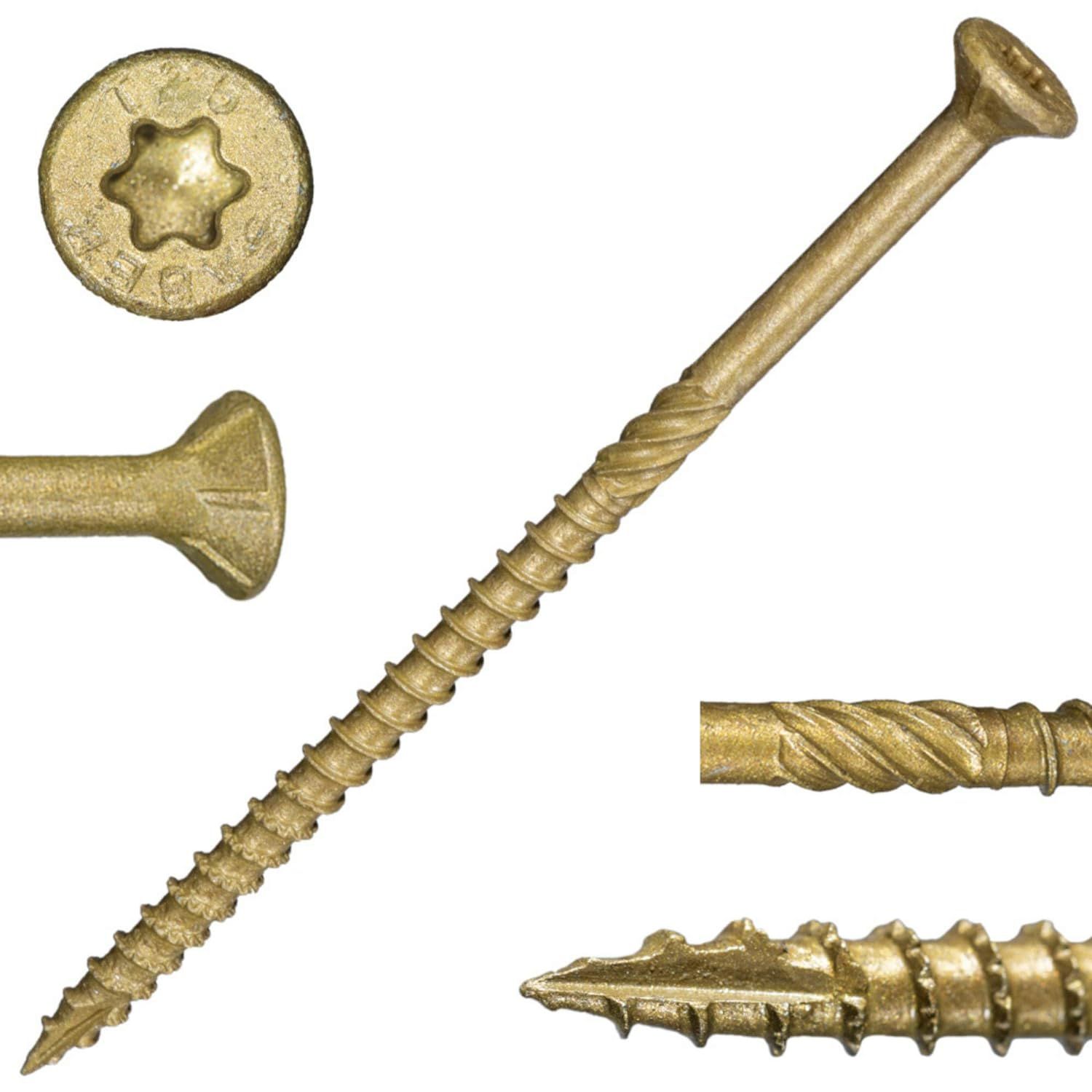 #10 x 4&quot; SaberDrive Tan XL1500 Coating Multi-Purpose Deck Screws 5 LB (Includes Star-Drive Bit) (50757)