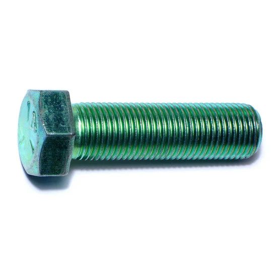 9/16&quot;-18 x 2&quot; Green Rinsed Zinc Hex Cap Screws (1 lb Bag) (06205)