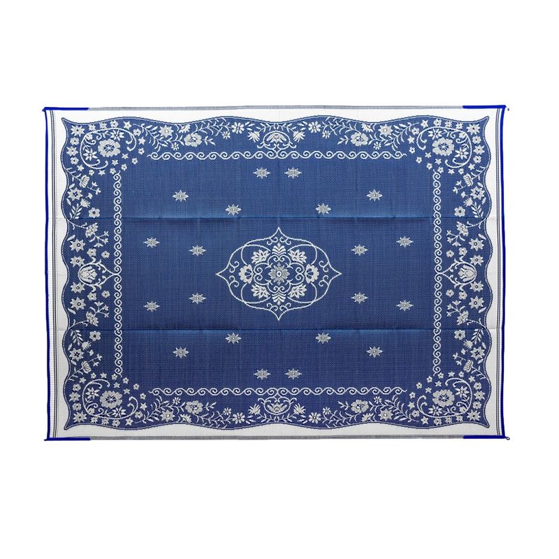 Outdoor Mat | Oriental Blue &amp; White | 9'x12' | 42851