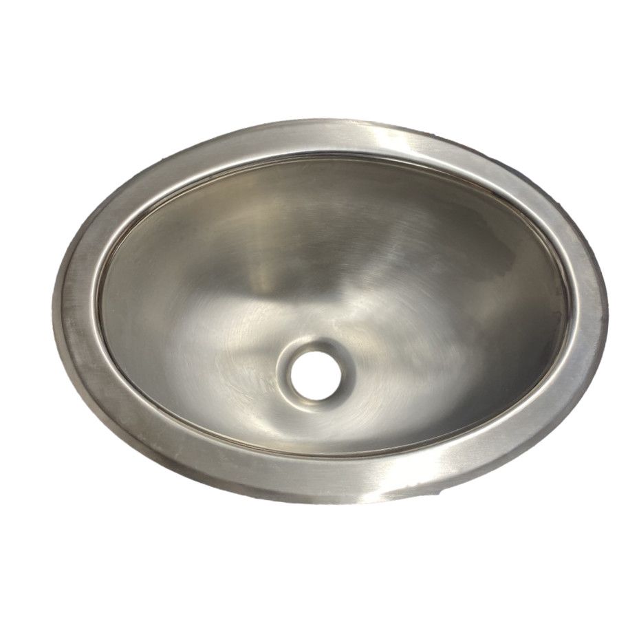 10 3/8&quot; x 13 7/8&quot; Oval Lavatory Metal Sink Stainless Steel