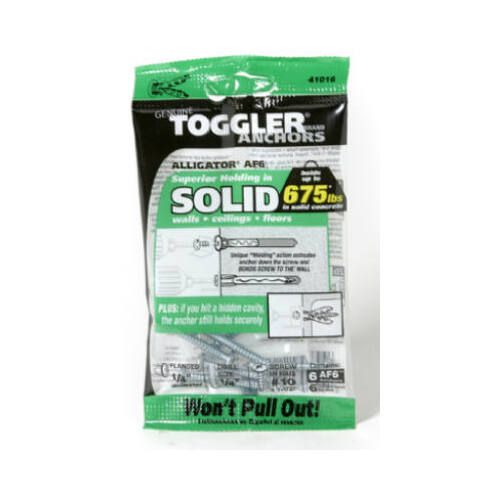 Toggler Alligator A6 1/4&quot; No Flanged Anchors with Screws (50460)