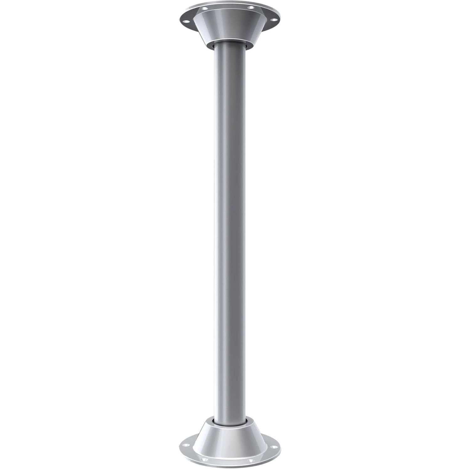 27.5&quot; Matte Silver Steel Stationary Table Leg Tapered Bottom W/ 2 Standard Bases