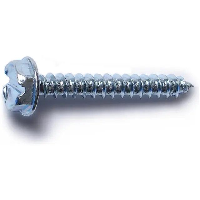 #6 x 1&quot; Zinc Plated Slotted Hex Washer Head Sheet Metal Screws (10173)